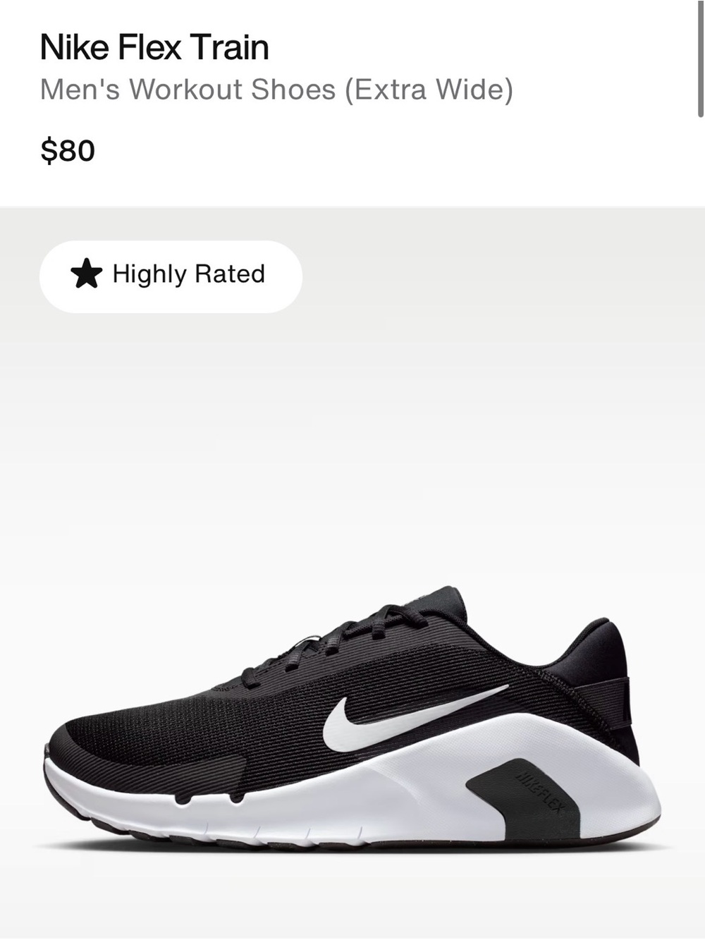 Nike Men's Flex Train Athletic Shoes - Black/White
